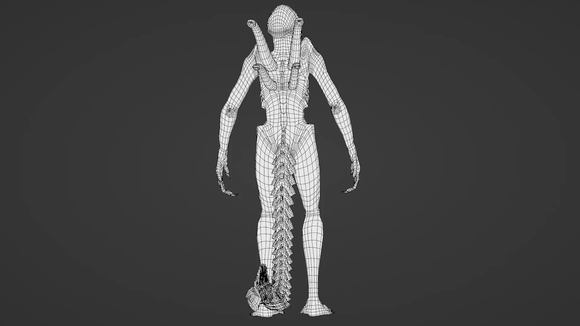 Xenomorph 3D Model Sci-Fi Horror Rigged Game-Ready Low-poly 3D model_31