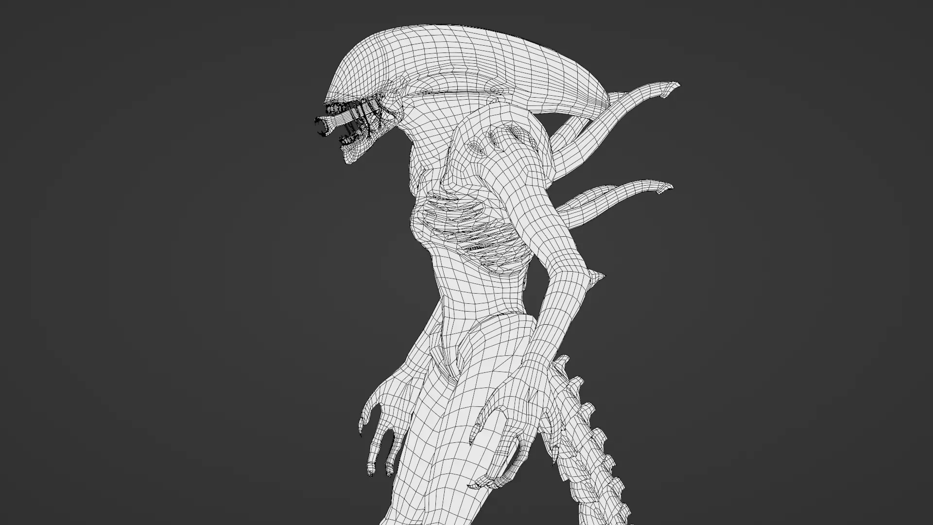 Xenomorph 3D Model Sci-Fi Horror Rigged Game-Ready Low-poly 3D model_35