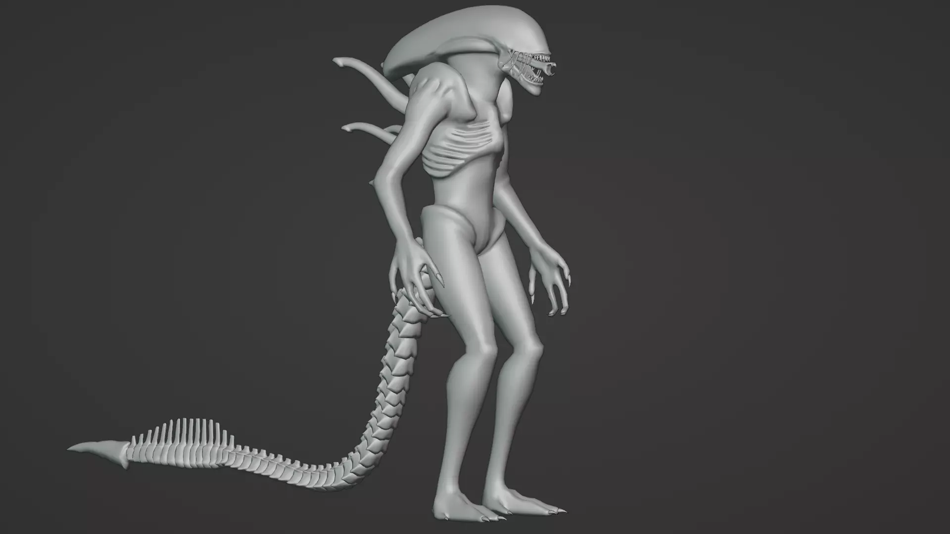 Xenomorph 3D Model Sci-Fi Horror Rigged Game-Ready Low-poly 3D model_21