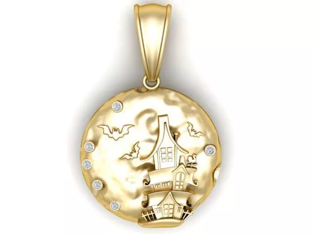 Ghost House Pendant 3D Printable Model 3D print model_0