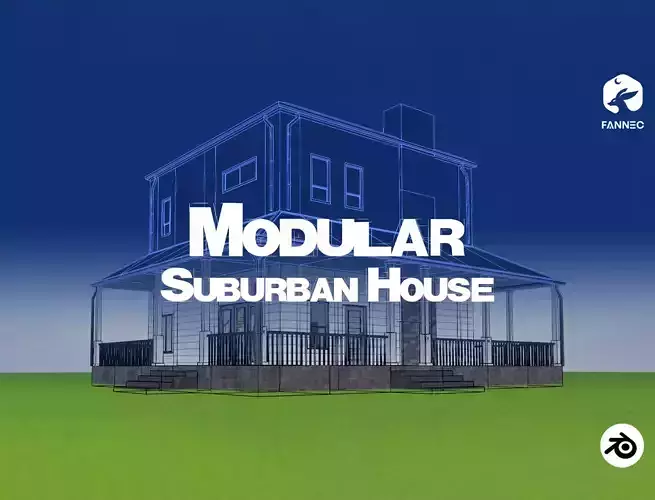 Modular Suburban House - Blender and FBX