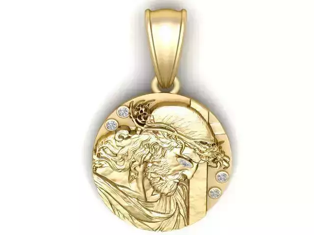 Golden Jesus Pendant 3D Printable Model