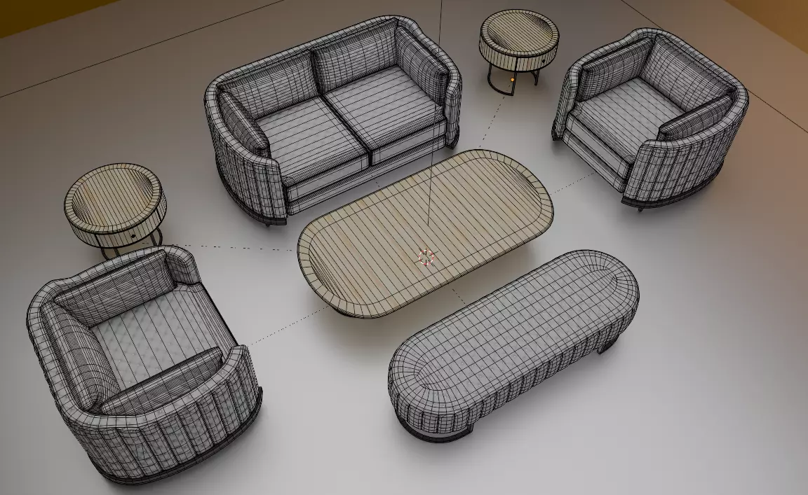 Realistic Luxury Sofa Set  High Quality 3D Model 3D model_10