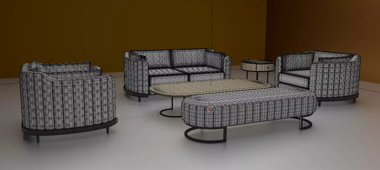 Realistic Luxury Sofa Set  High Quality 3D Model 3D model_8