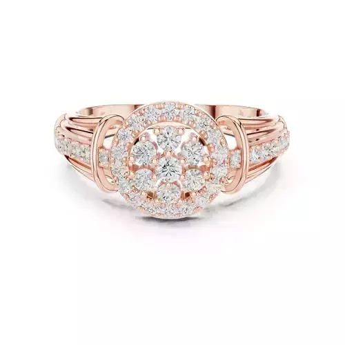 Round Diamond Floral Engagement Ring ALL SIZES STL Video