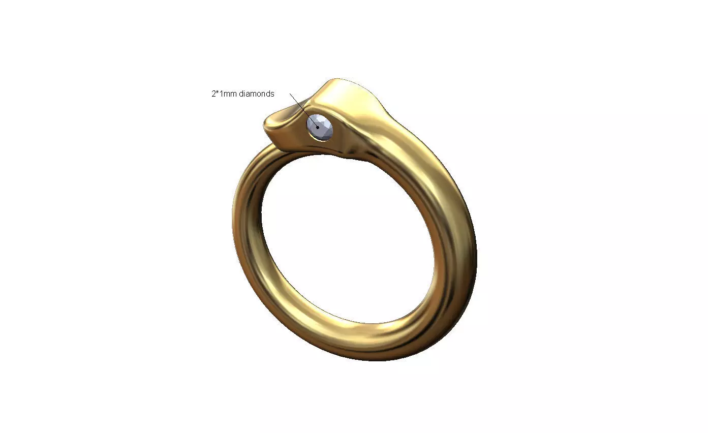 Diamond eyes minimalist serpent head slider bracelet charm 3D print model