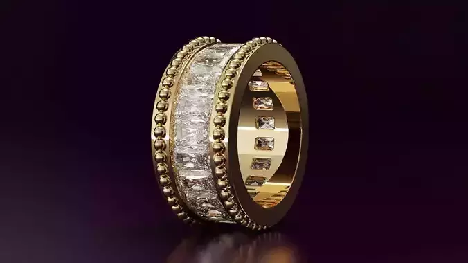 Channel Set Radiant cut eternity ring with bead N03 5565CT EU54