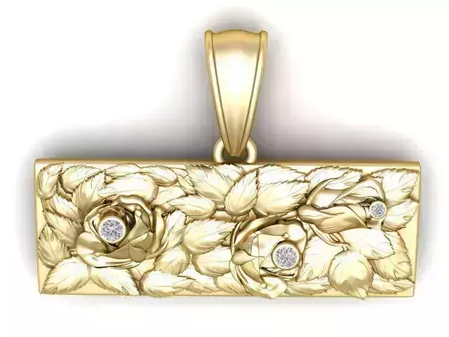 Golden Rose Bar Pendant 3D Printable Model