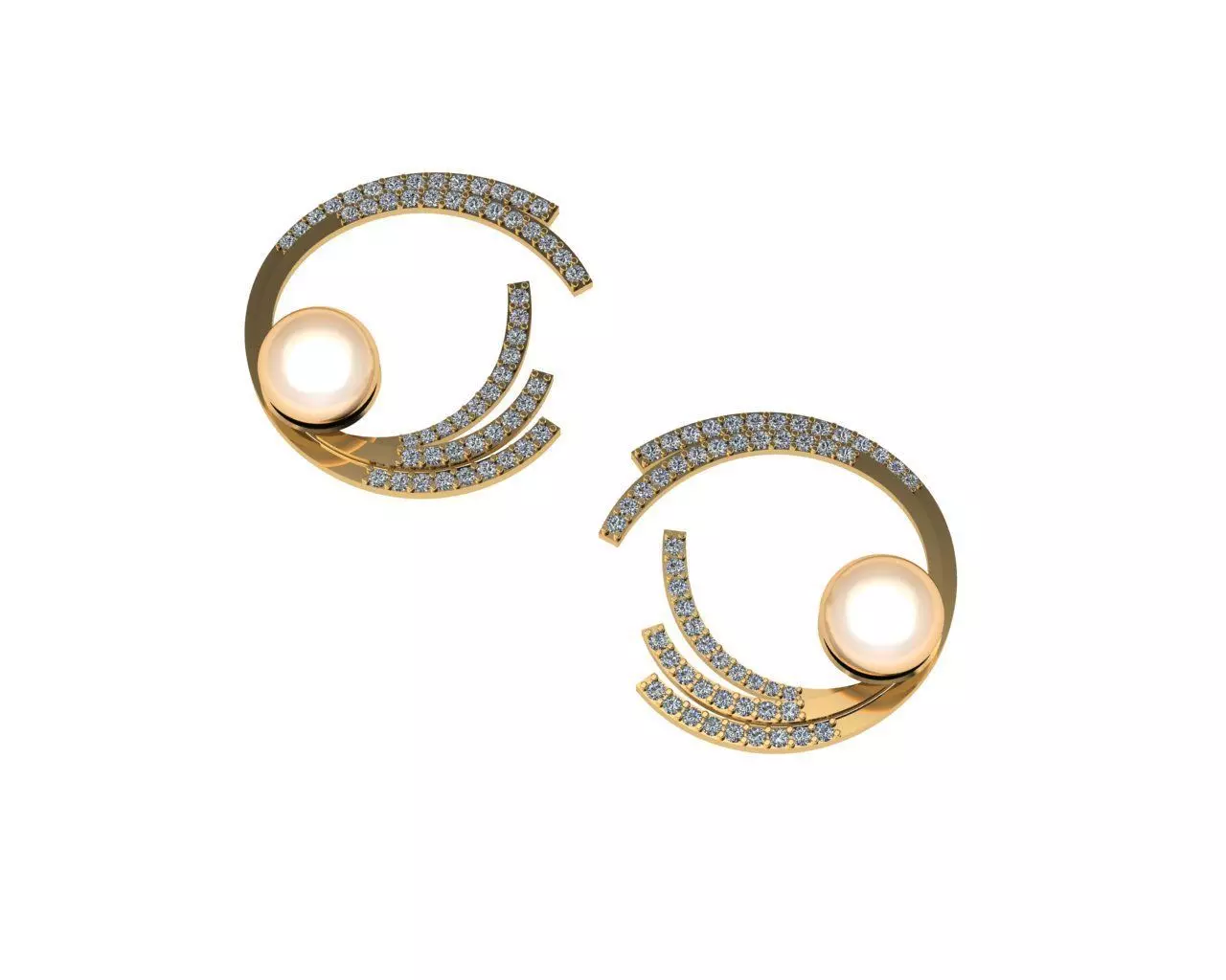 Pearl Earrings 3D print model_0