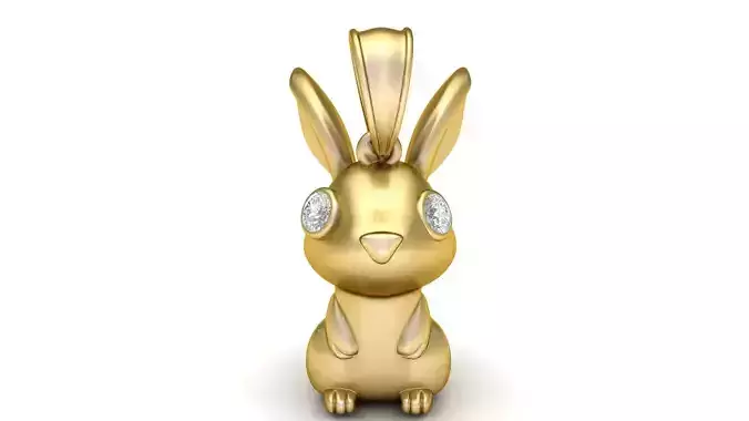 Golden Rabbit Pendant 3D Printable Model