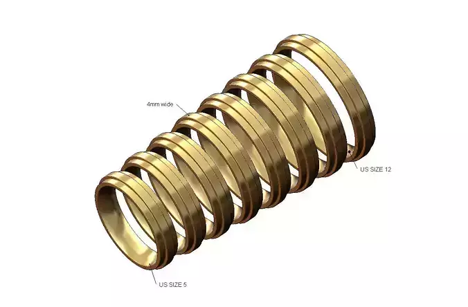 4mm wide flat stepped comfort fit wedding band US sizes 5to12