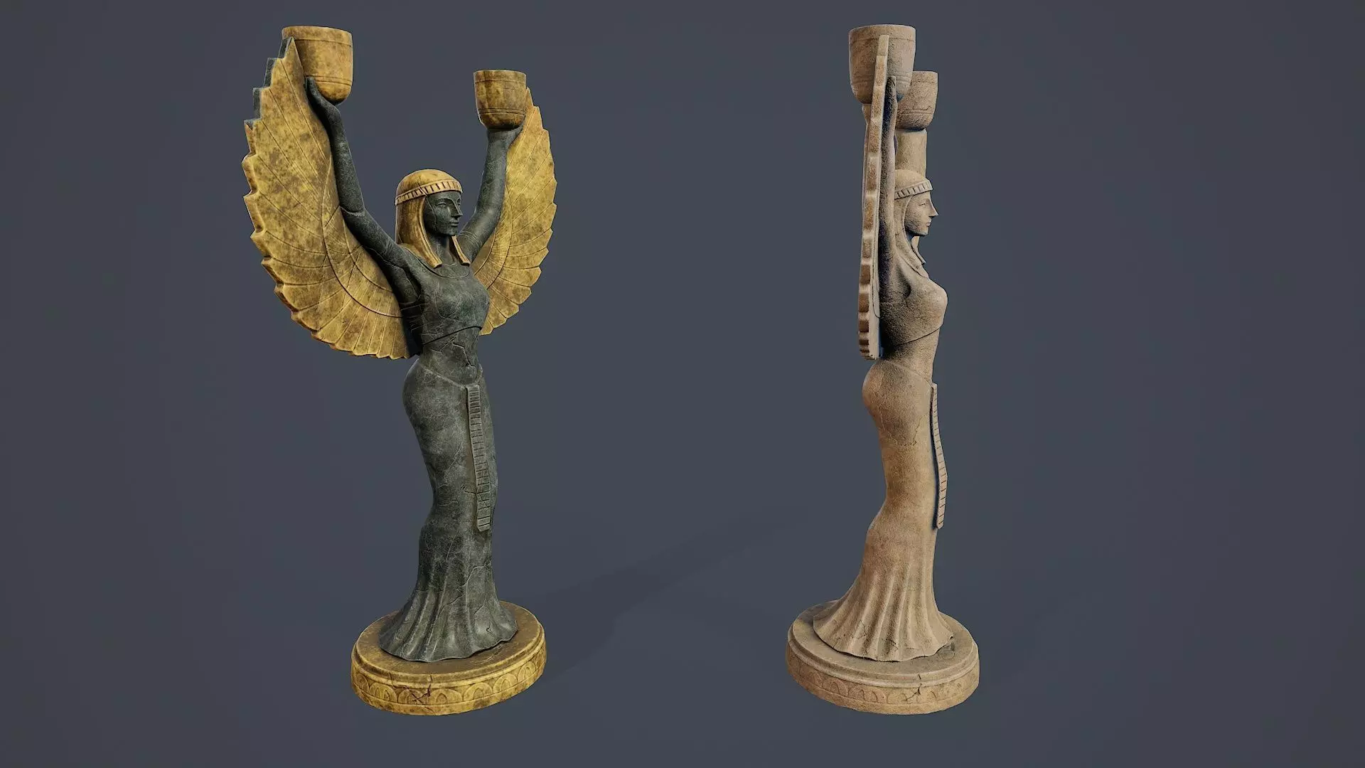 Egyptian goddess Isis statue PBR Low-poly 3D model_1