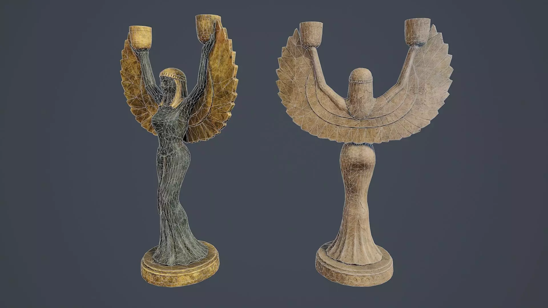 Egyptian goddess Isis statue PBR Low-poly 3D model_6