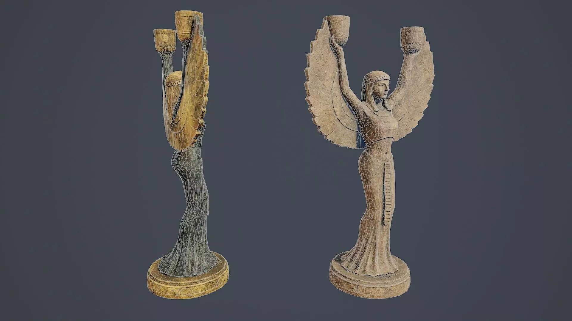 Egyptian goddess Isis statue PBR Low-poly 3D model_5