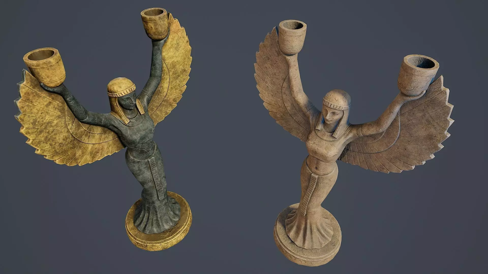 Egyptian goddess Isis statue PBR Low-poly 3D model_8