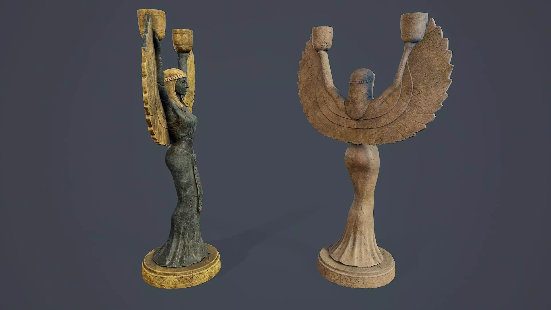 Egyptian goddess Isis statue PBR Low-poly 3D model_2