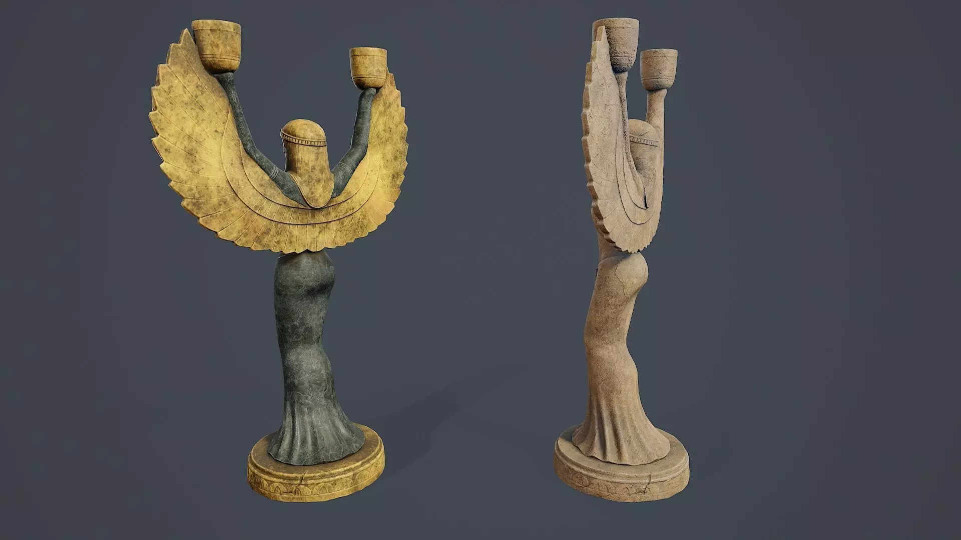 Egyptian goddess Isis statue PBR Low-poly 3D model_3