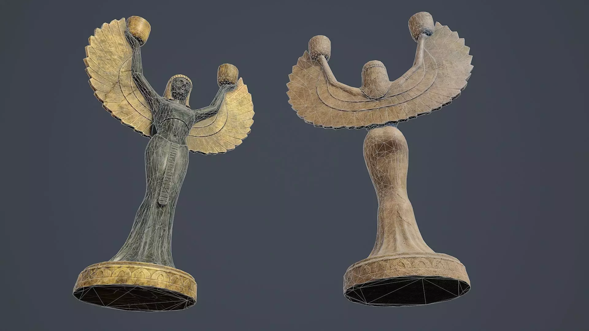 Egyptian goddess Isis statue PBR Low-poly 3D model_7