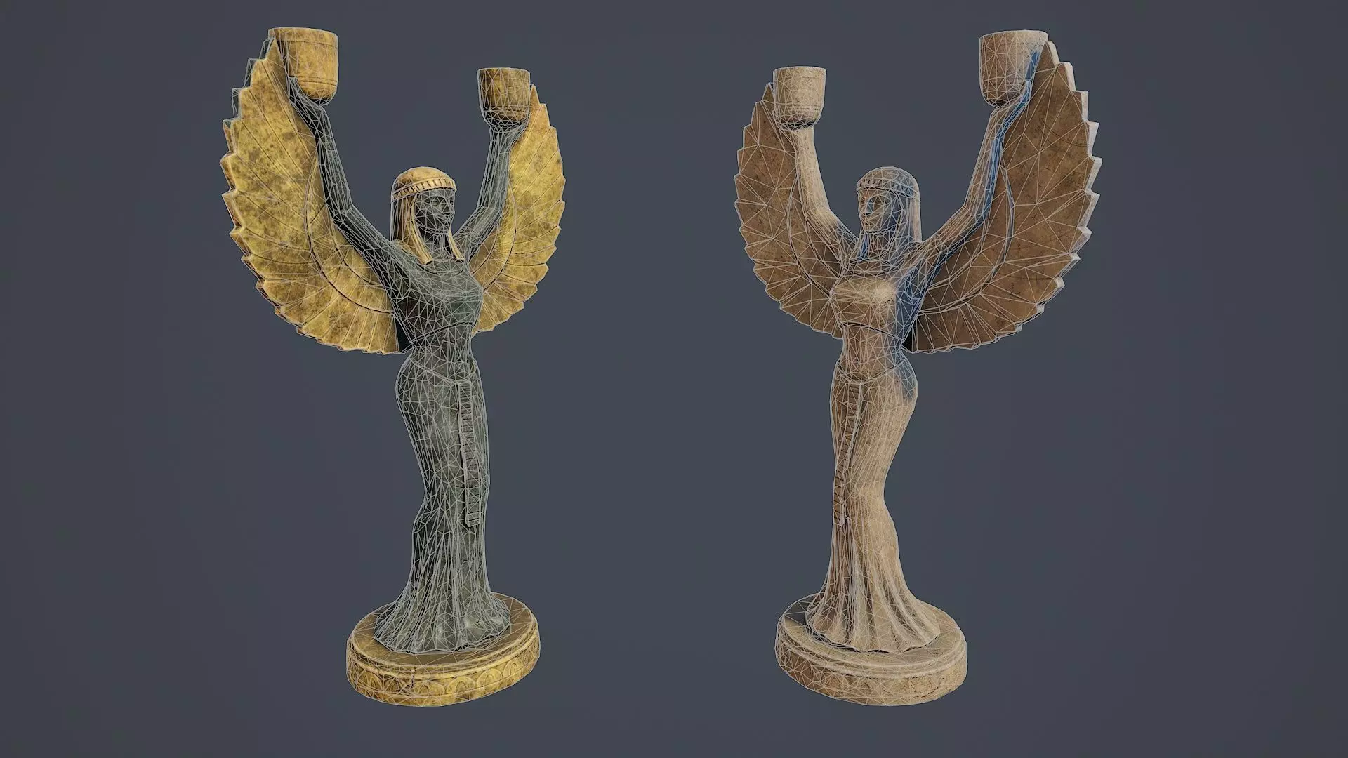 Egyptian goddess Isis statue PBR Low-poly 3D model_4
