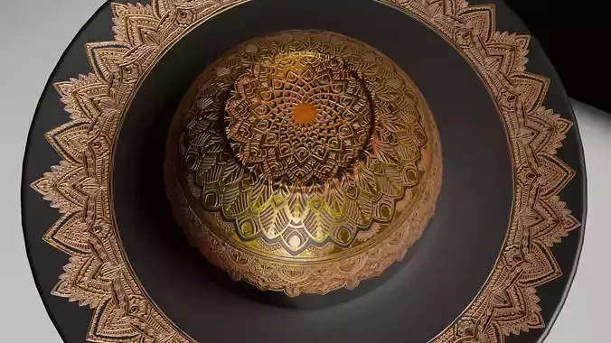 Black Marble and Gold Mandala Tableware