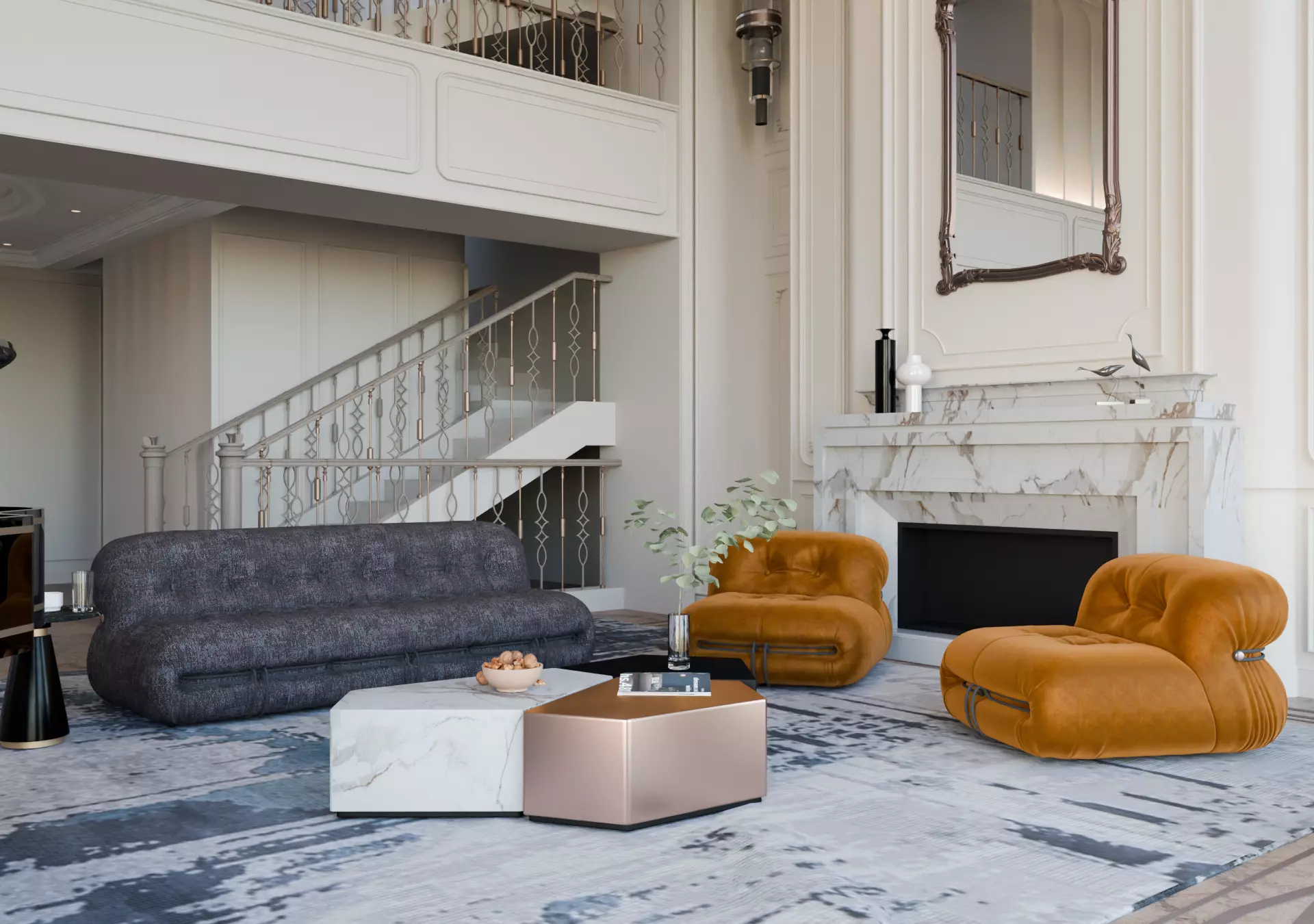 Luxury Classic Living Room Interior 3D model_5