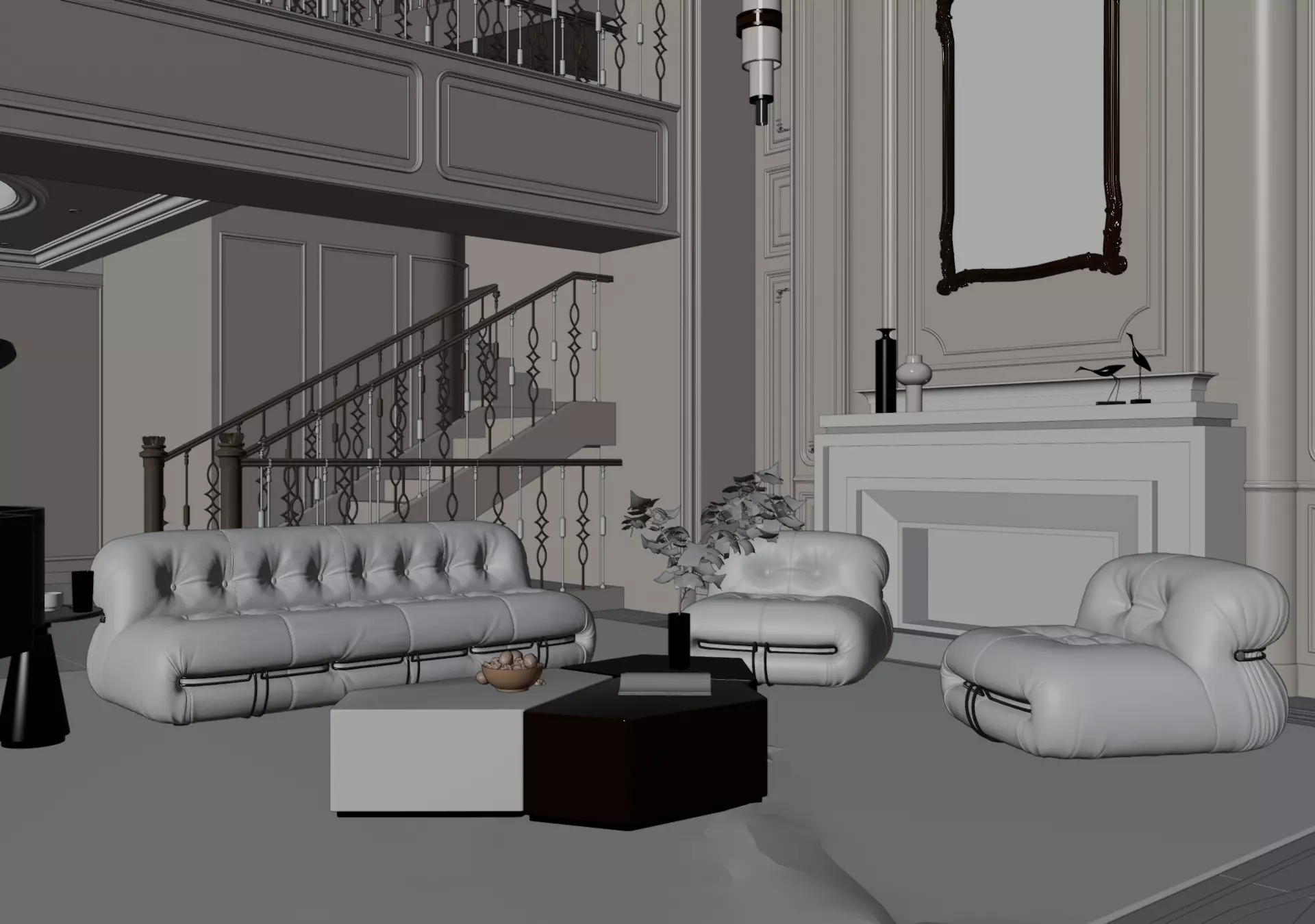 Luxury Classic Living Room Interior 3D model_7