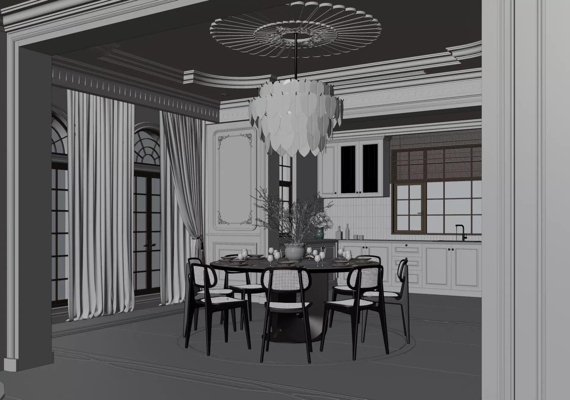 Luxury Classic Living Room Interior 3D model_8