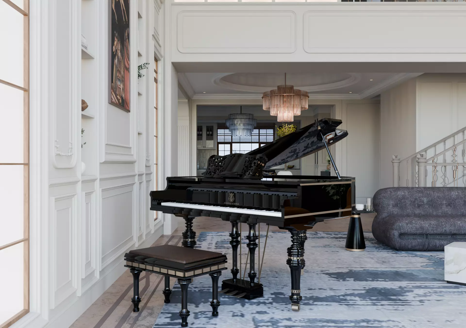 Luxury Classic Living Room Interior 3D model_4