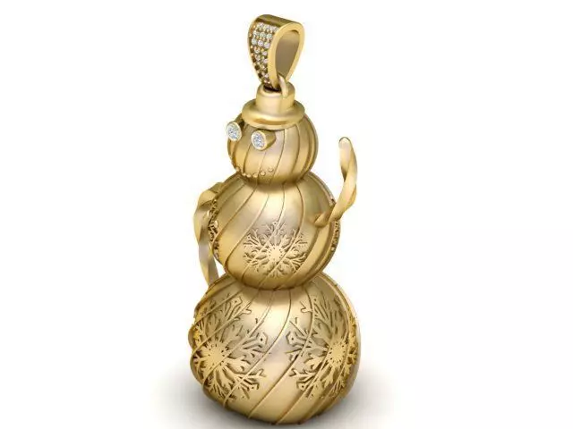 Golden Snowman Pendant 3D Printable Model 3D print model_1