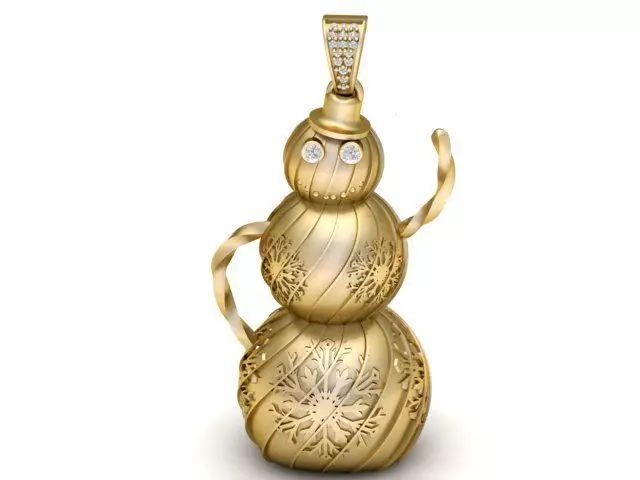 Golden Snowman Pendant 3D Printable Model 3D print model_0