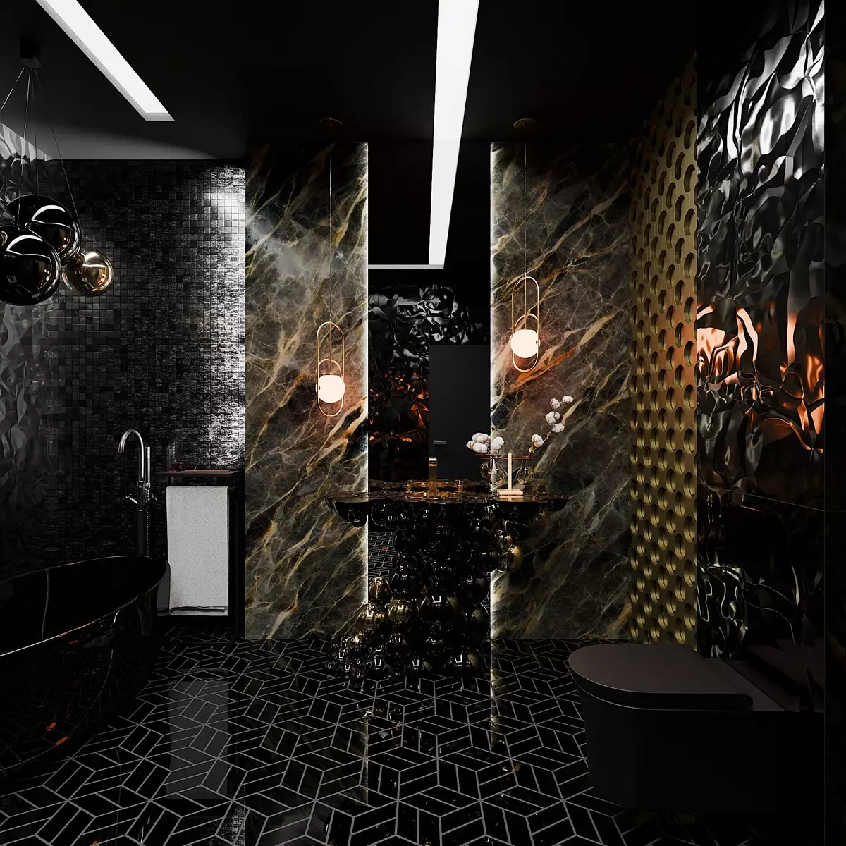 Bathroom dark Free 3D model_0