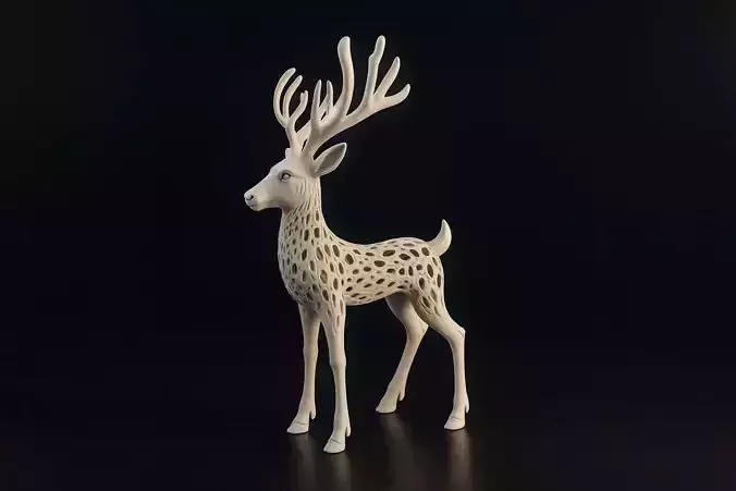 Christmas Deer Sculpture Elegant Geometric Reindeer 3D print model