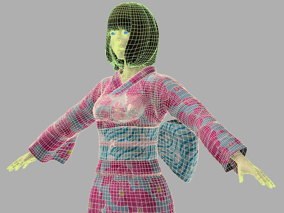 T pose nonrigged model of Mariko in kimono 3D model_7