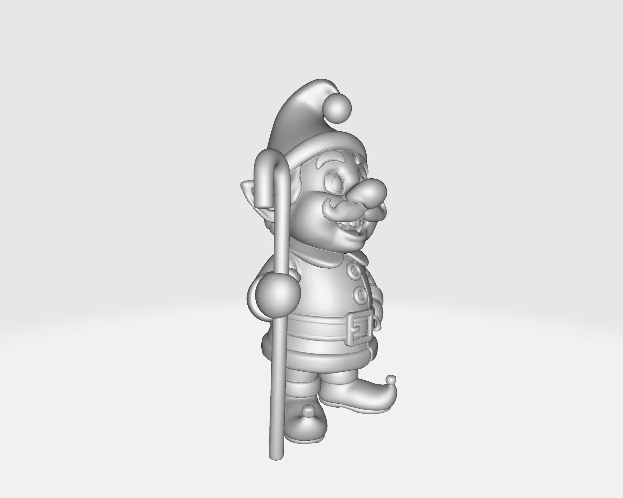 Cute Christmas Elf Holding Candy Cane Festive Holiday Figurine 3D print model_8