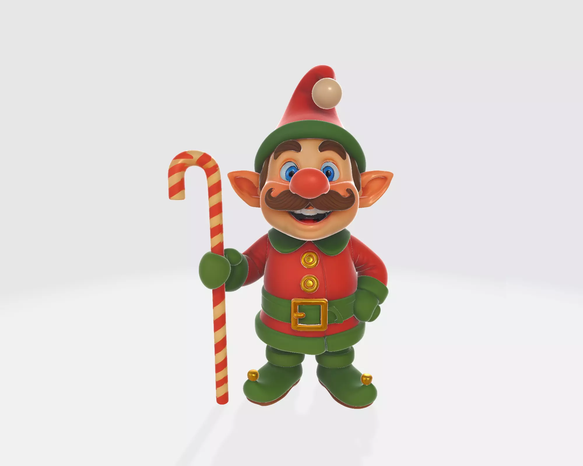 Cute Christmas Elf Holding Candy Cane Festive Holiday Figurine 3D print model_4