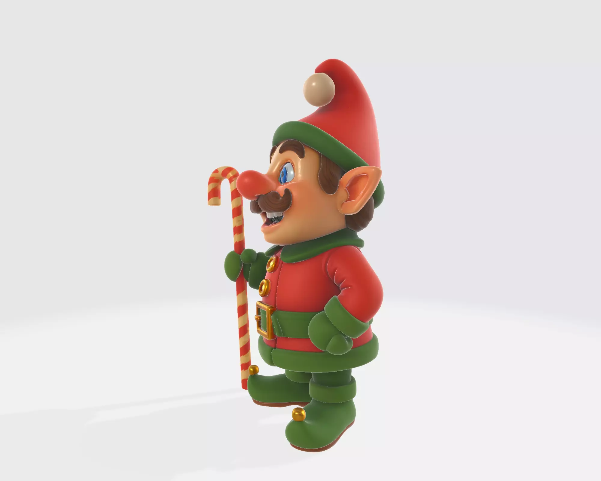 Cute Christmas Elf Holding Candy Cane Festive Holiday Figurine 3D print model_5