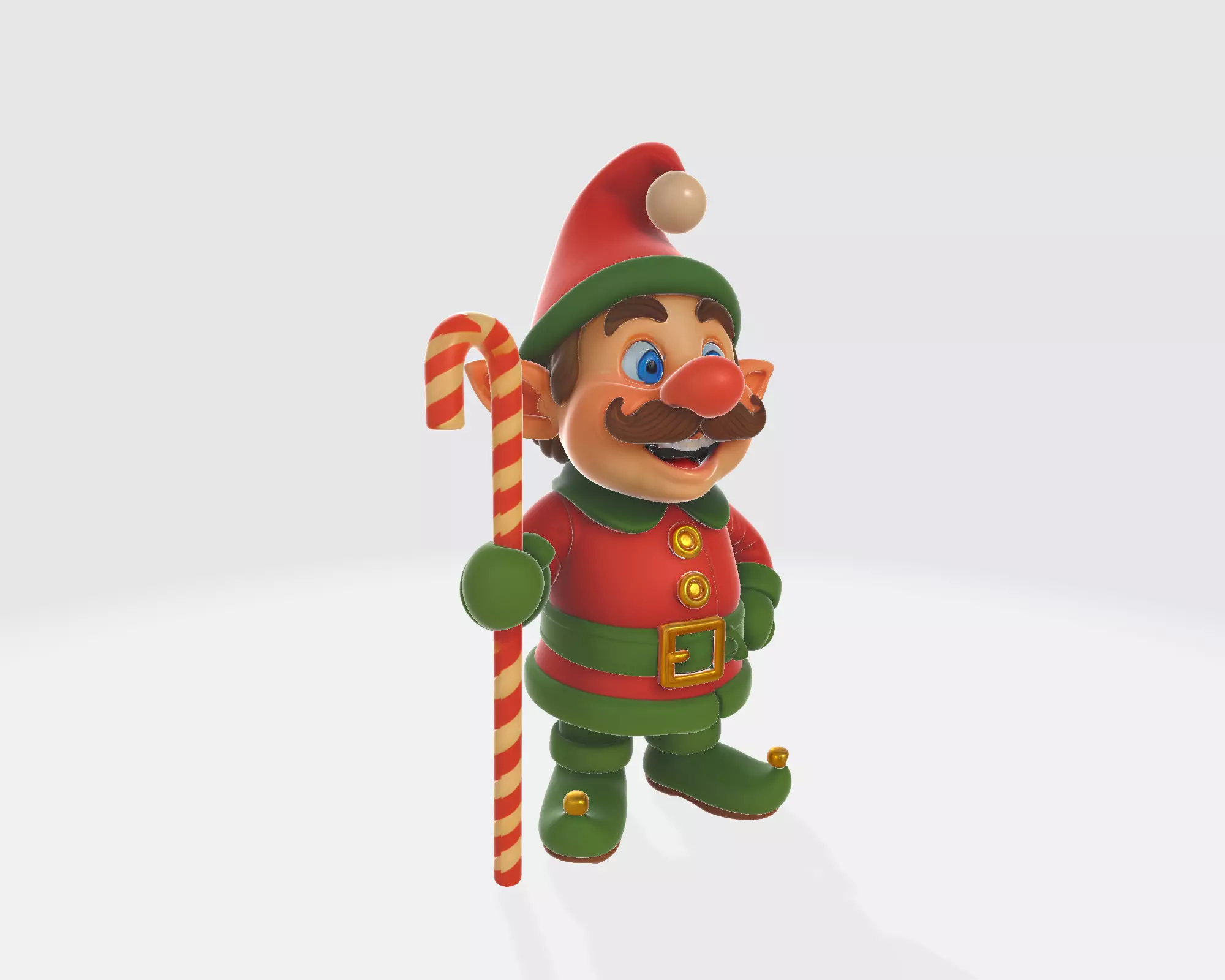 Cute Christmas Elf Holding Candy Cane Festive Holiday Figurine 3D print model_7