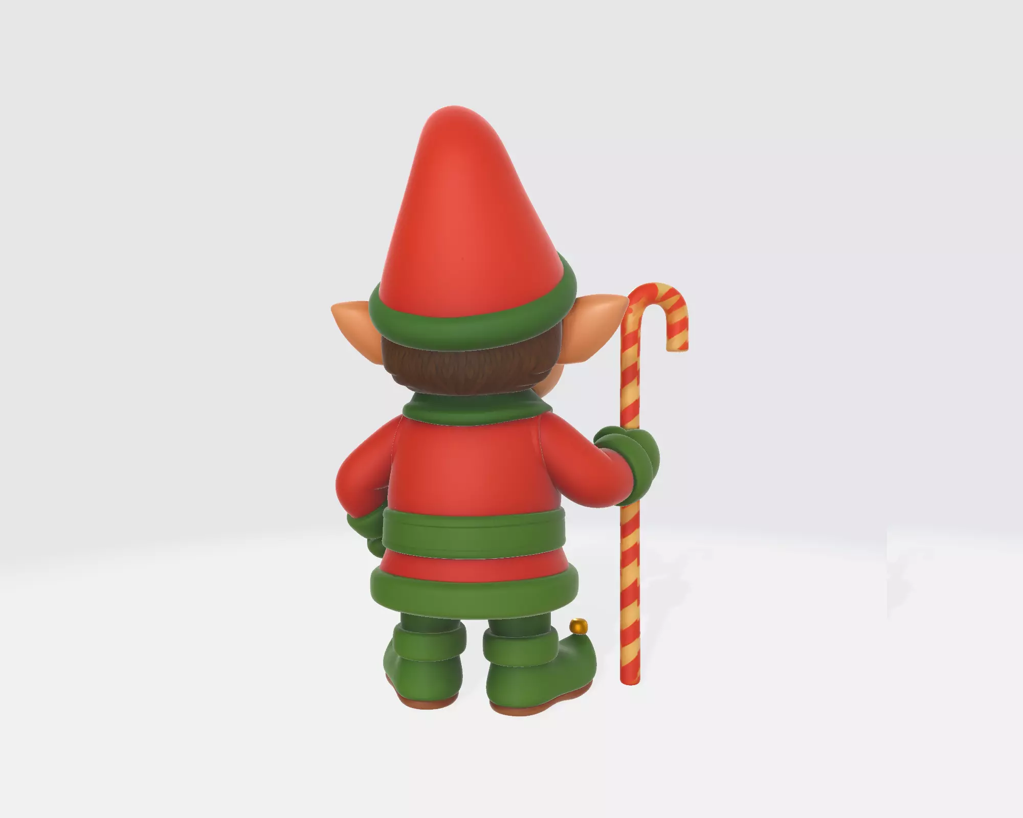 Cute Christmas Elf Holding Candy Cane Festive Holiday Figurine 3D print model_6