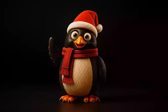 Cute Christmas Penguin 3D Print Holiday Penguin Figurine 3D print model Cute Christmas Penguin 3D Print Holiday Penguin Figurine 3D print model