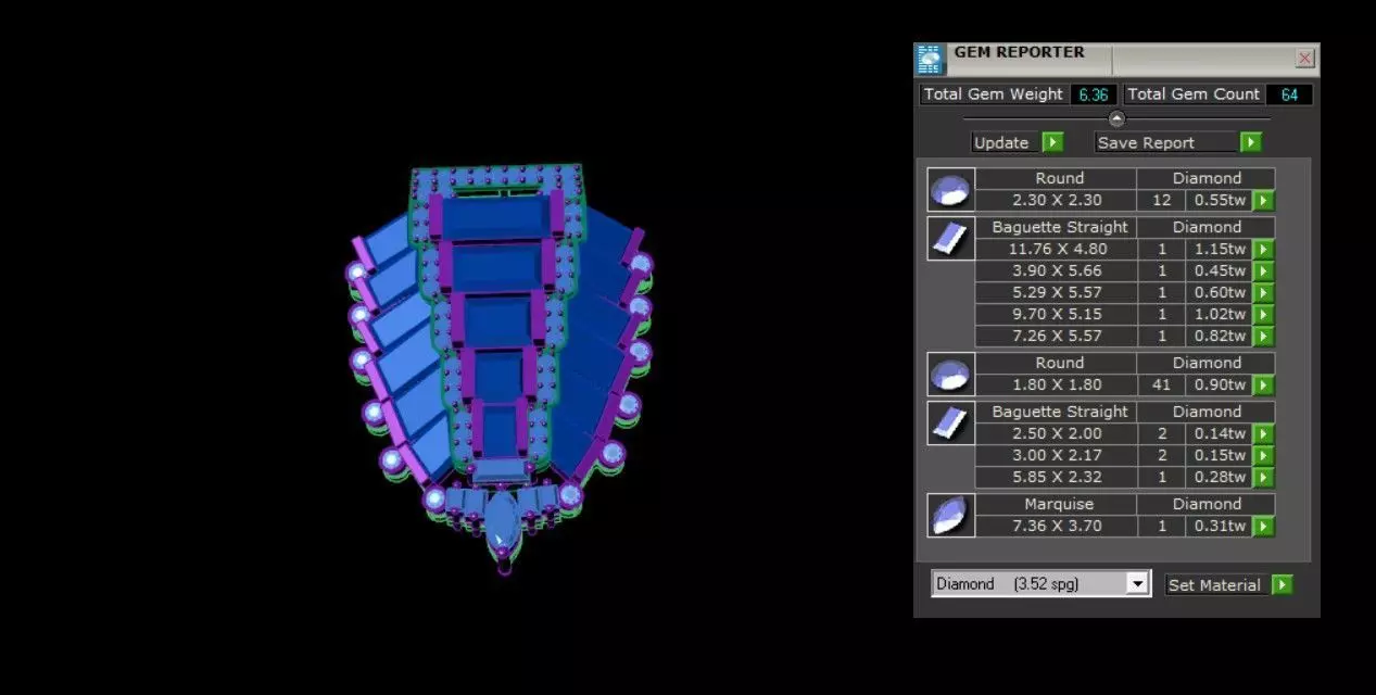 Emerald And Diamond Brooch 3D print model_4