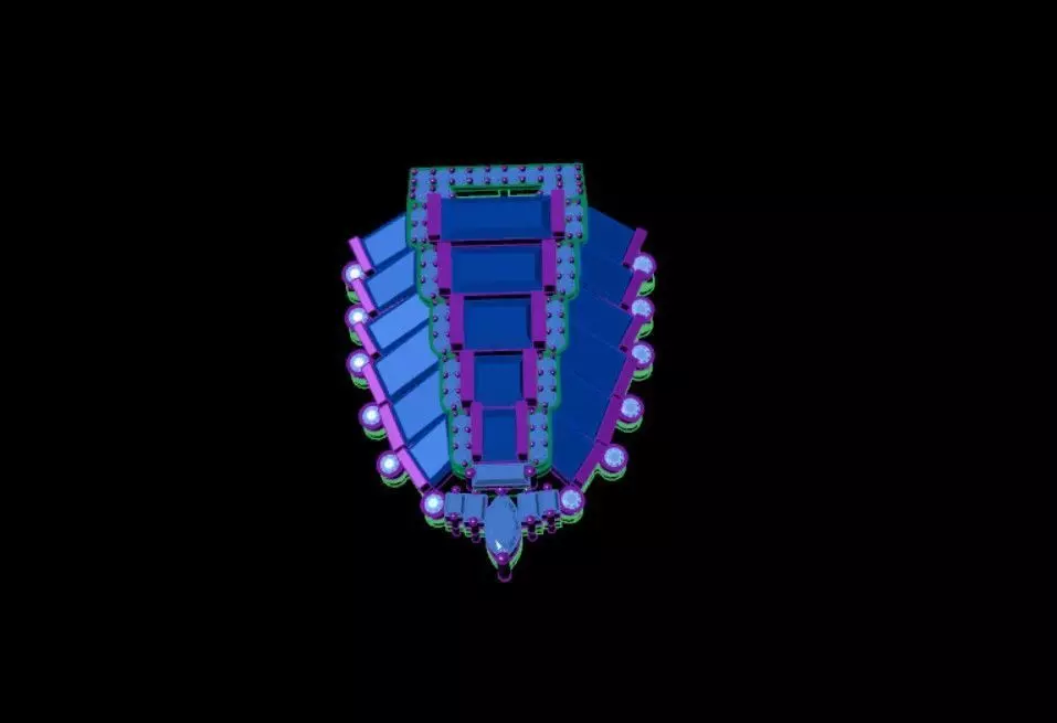 Emerald And Diamond Brooch 3D print model_2