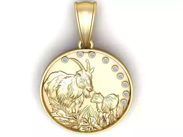 Mother Goat with Baby Pendant 3D Printable Model