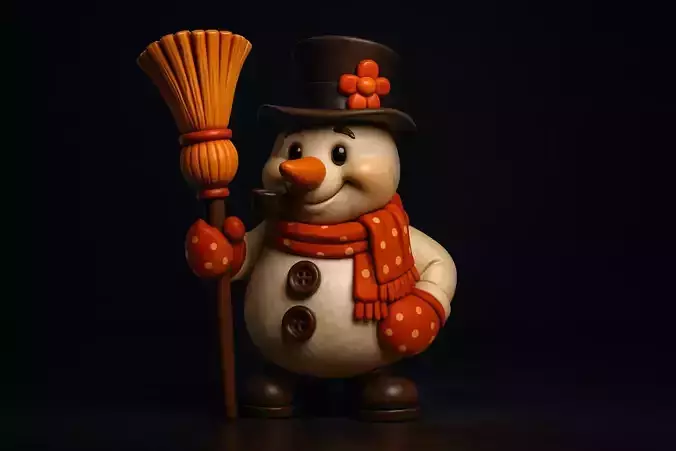 Charming Snowman 3D Print Model Winter Holiday Decoration
