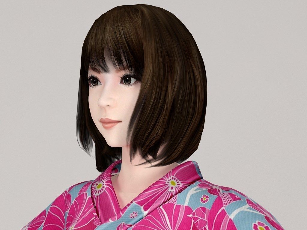 T pose rigged model of Mariko in kimono 3D model_3