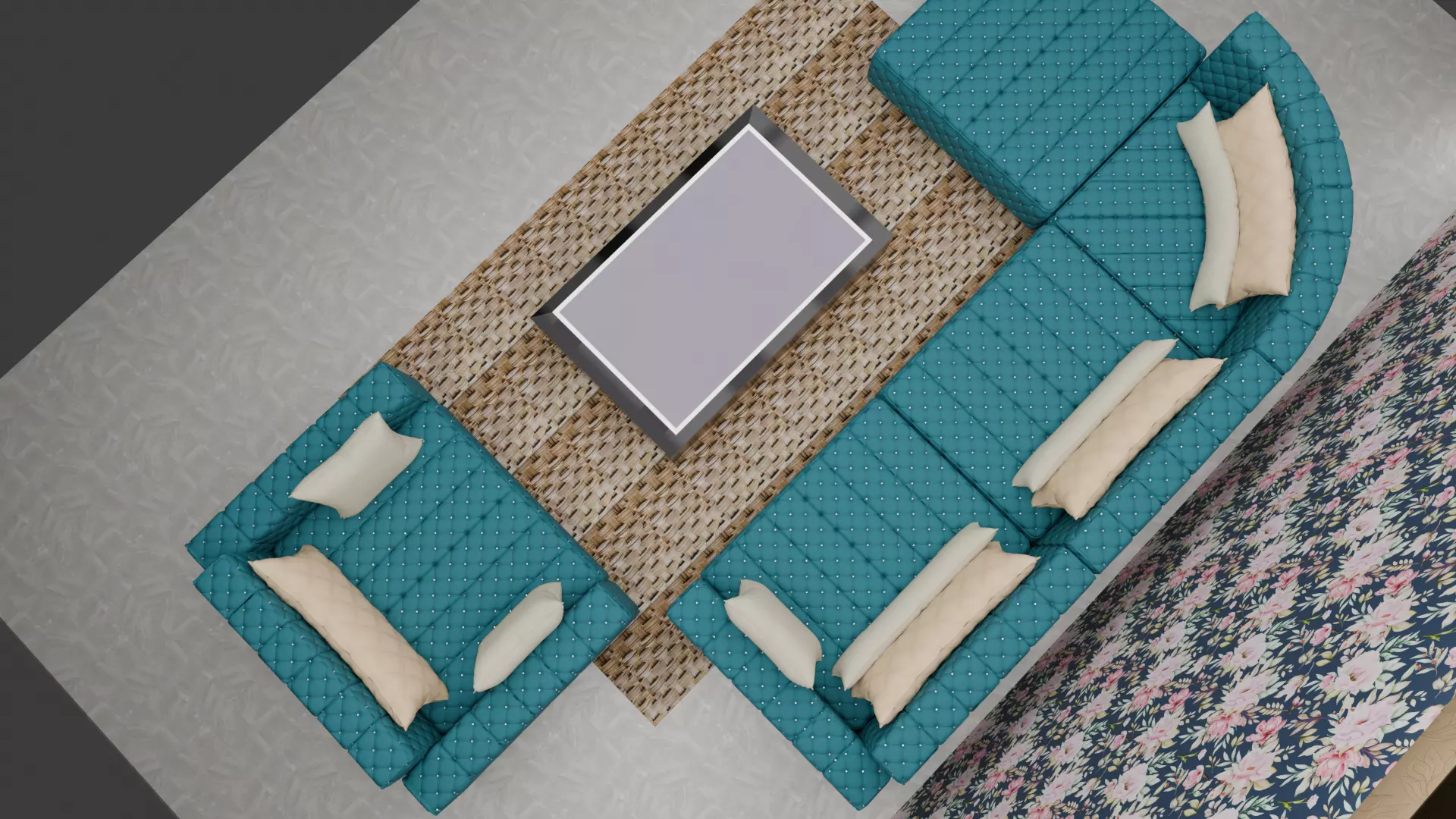 Realistic Modern L Shape Sofa Set  High Quality 3D Model 3D model_5