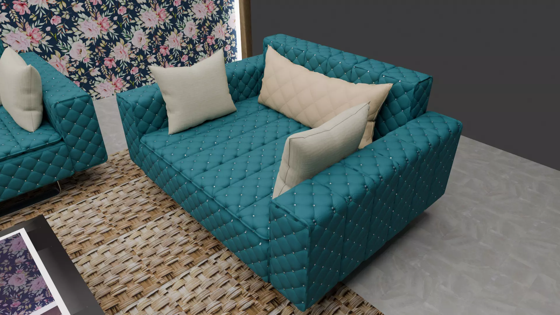 Realistic Modern L Shape Sofa Set  High Quality 3D Model 3D model_3