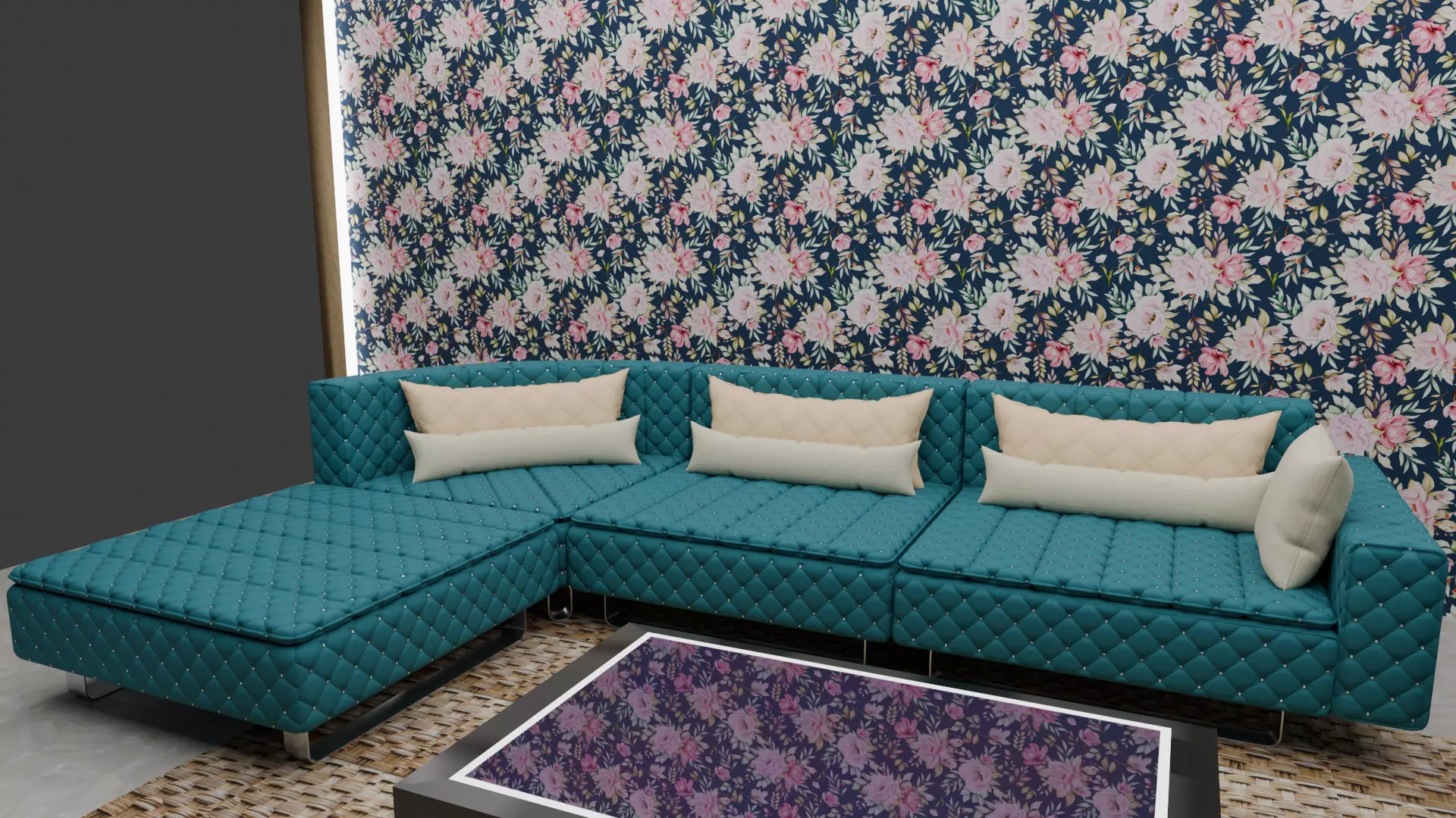 Realistic Modern L Shape Sofa Set  High Quality 3D Model 3D model_4