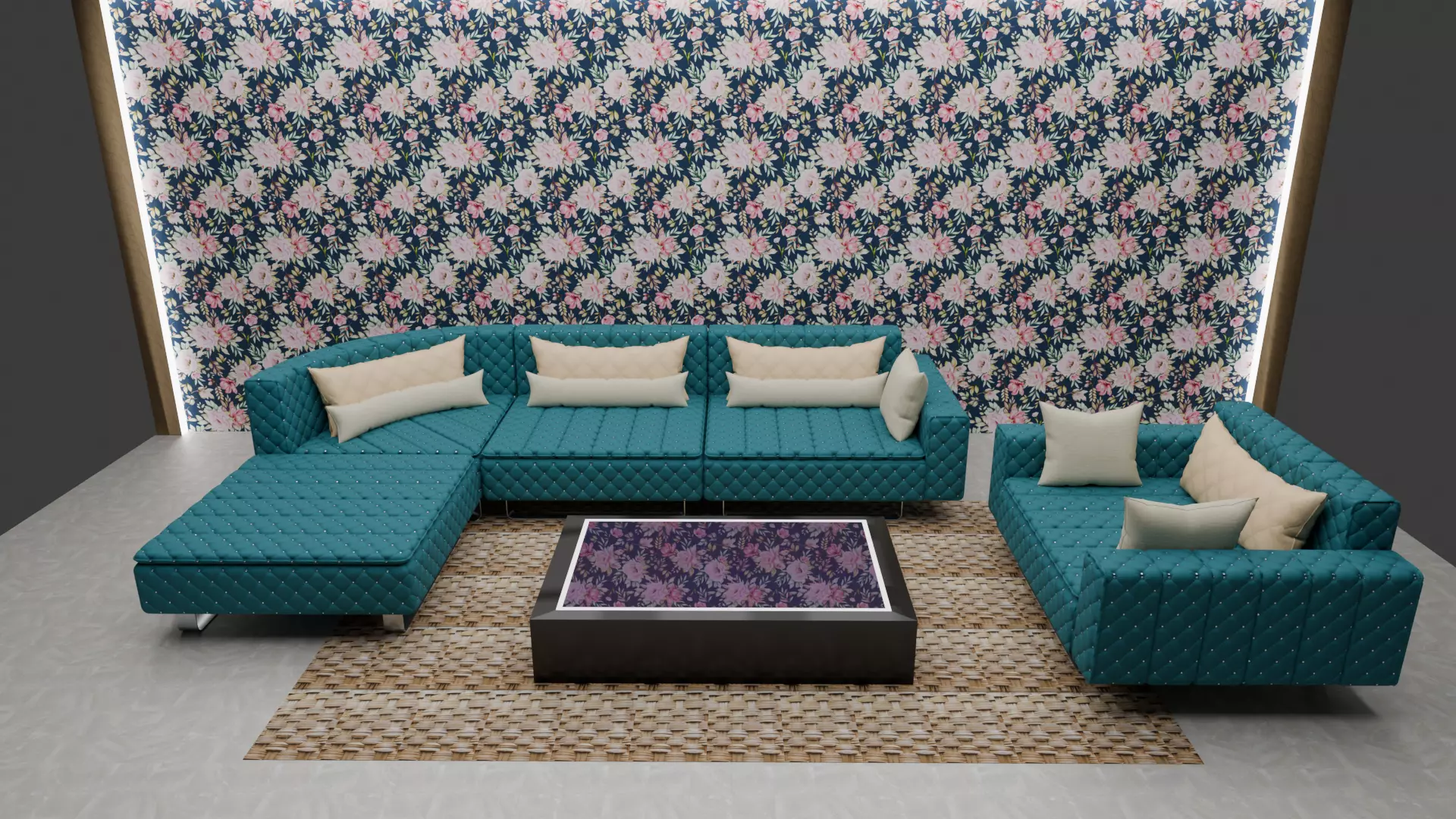 Realistic Modern L Shape Sofa Set  High Quality 3D Model 3D model_2