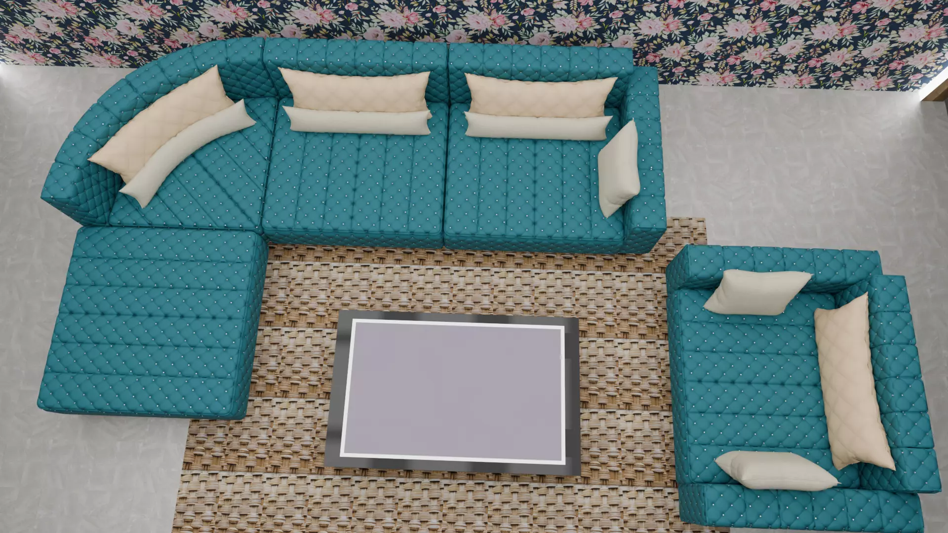 Realistic Modern L Shape Sofa Set  High Quality 3D Model 3D model_6