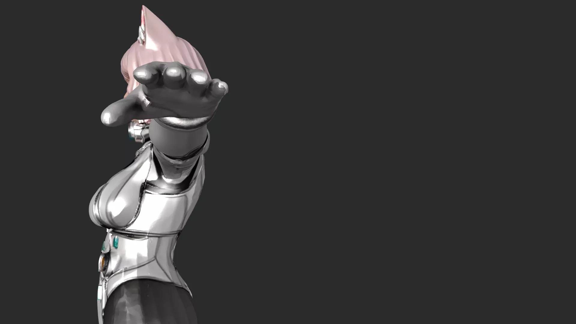 Sci-Fi Anime Catgirl Character 3D Model PBR Textured Low-poly 3D model_14